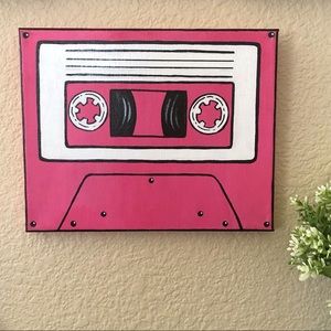 Wall Painting Pink Cassette Tape Canvas Art